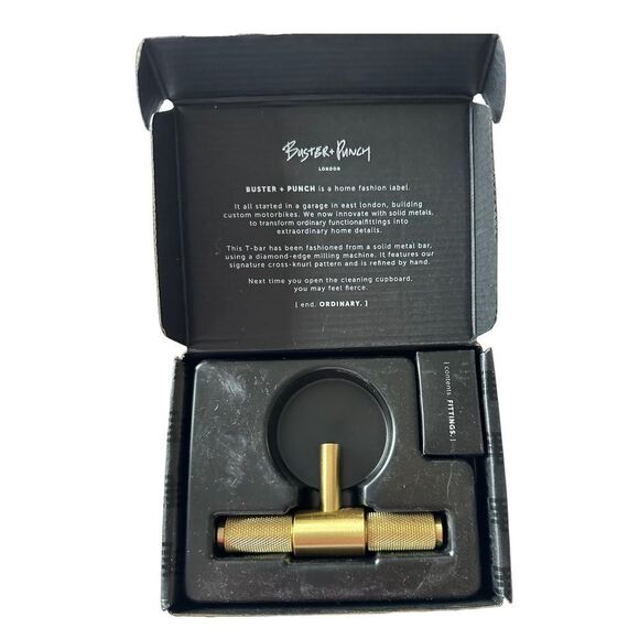 NWOT - BUSTER & PUNCH T-Bar in Brass Cross Knurl Pattern - Picture 7 of 10